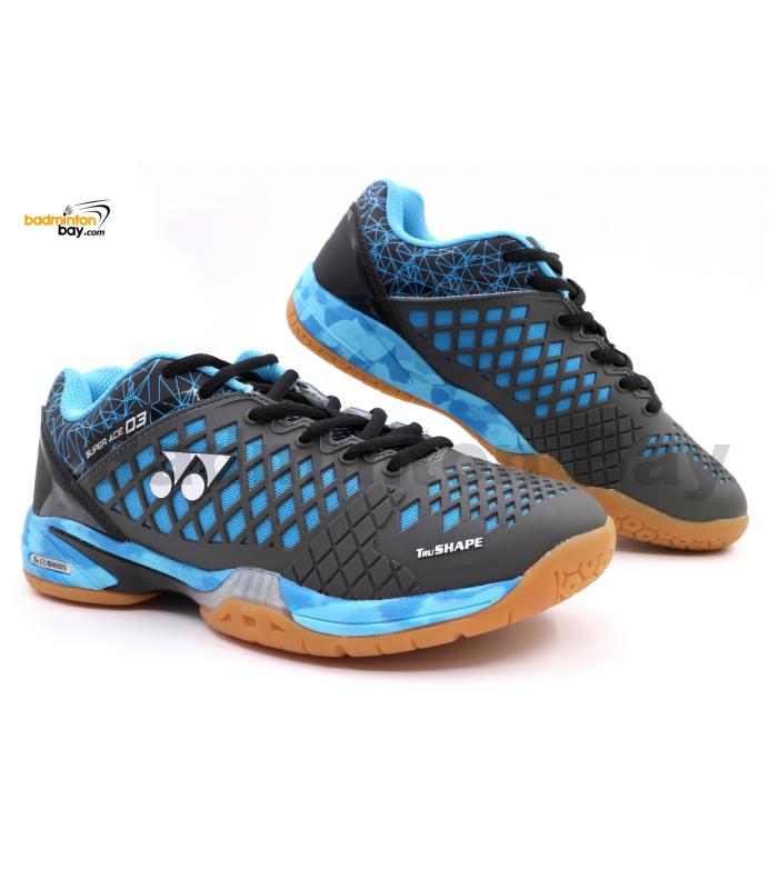 Yonex Super Ace 03 Grey Blue Badminton Shoes With Tru Cushion 