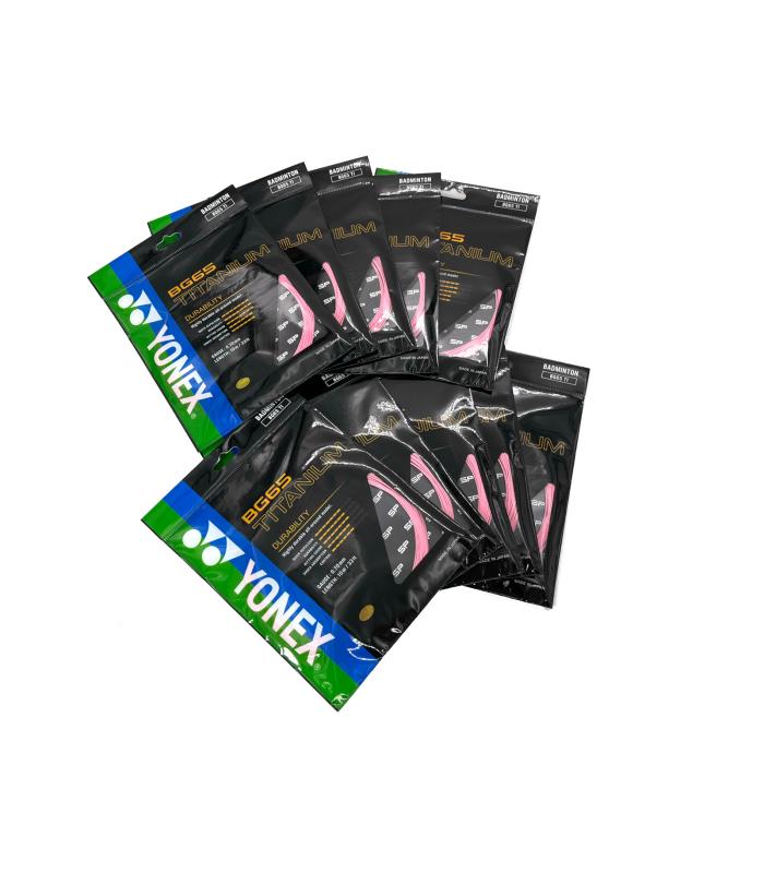 10 pieces Pink Color Yonex BG65Ti (Titanium) Badminton Strings