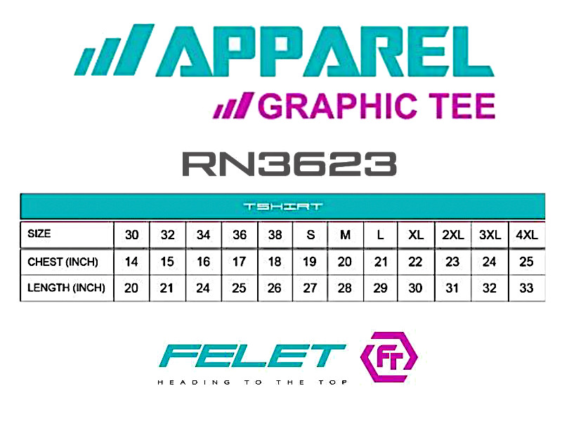 Felet shirt size chart